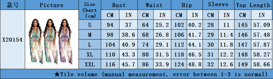 Women's Sexy V-Neck Retro Print Short Sleeve Jumpsuit 11