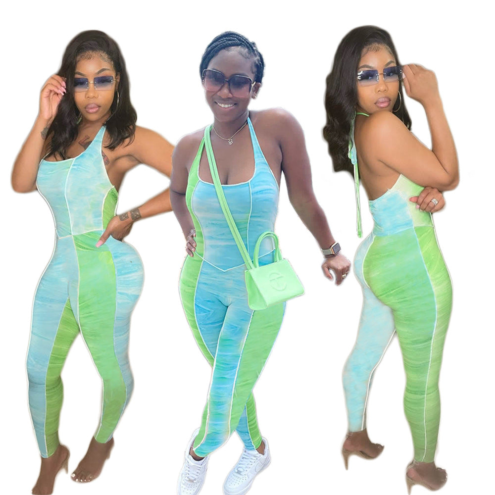 Women Summer Print Sleeveless Jumpsuit 9