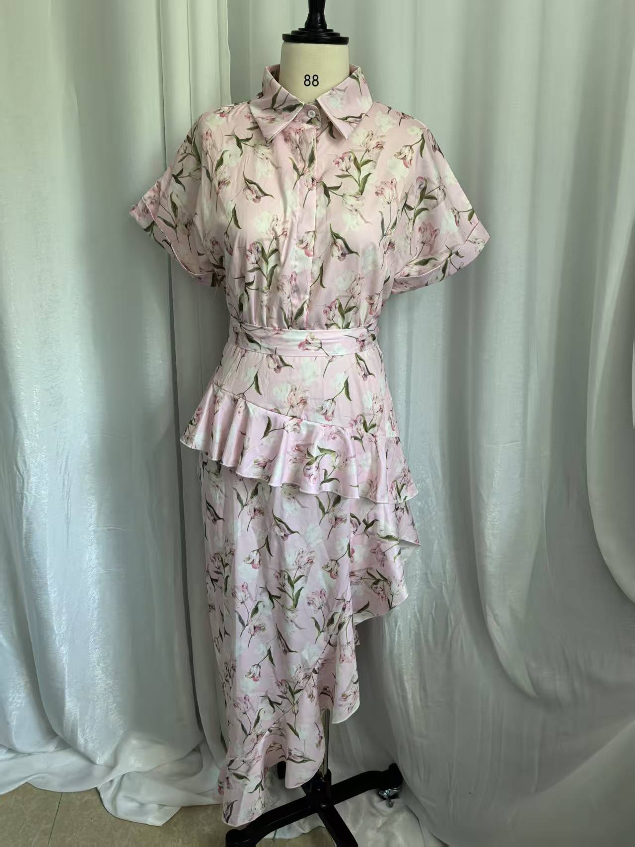 Women Printed ruffled, irregular, sexy dress 8