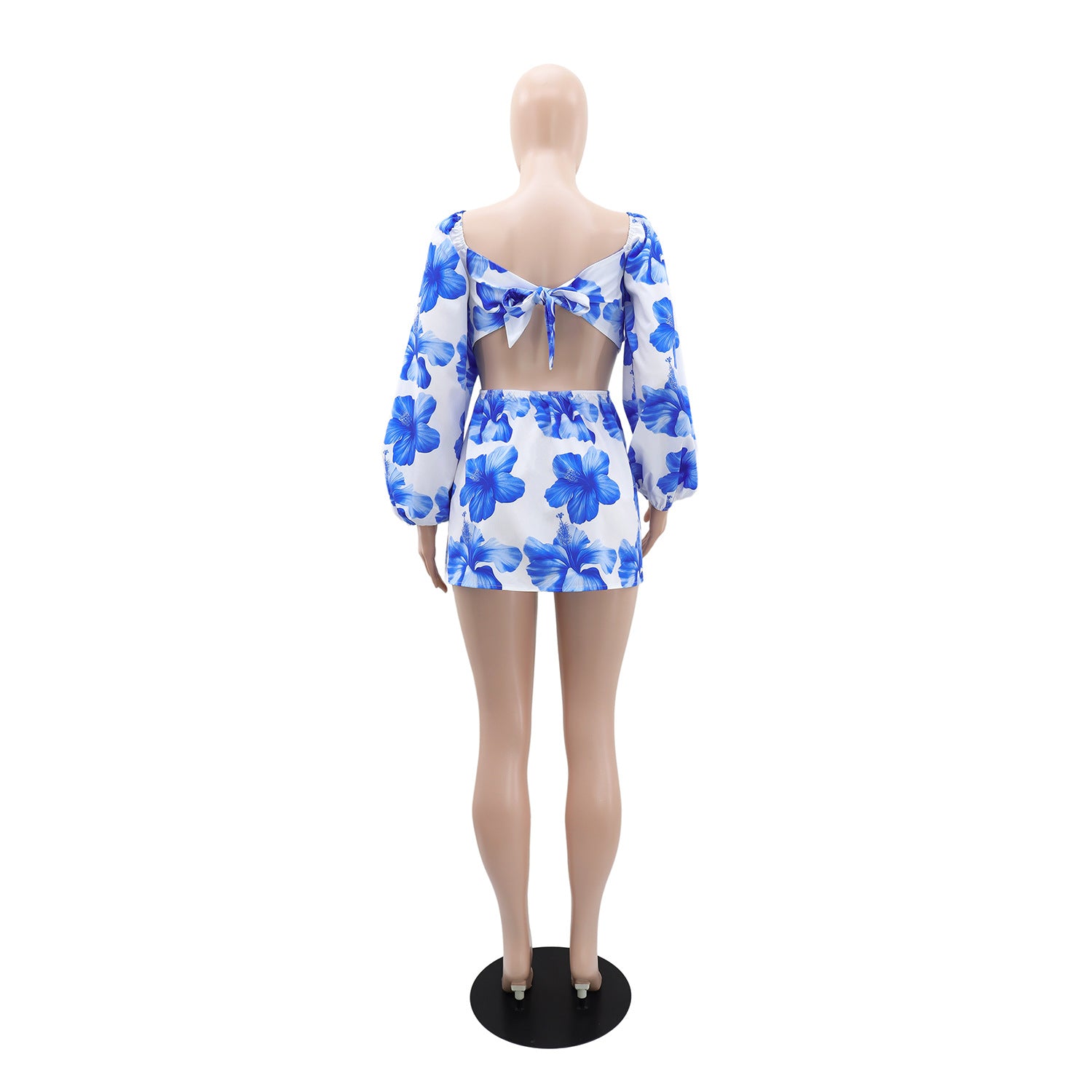 Women Holidays Drawstring Printed Long Sleeve Dress 4