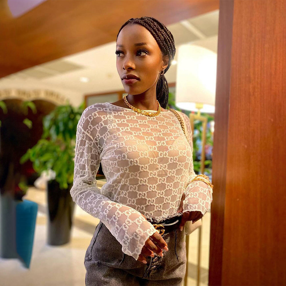 Women's Sexy See Through Long Sleeve Dress 5