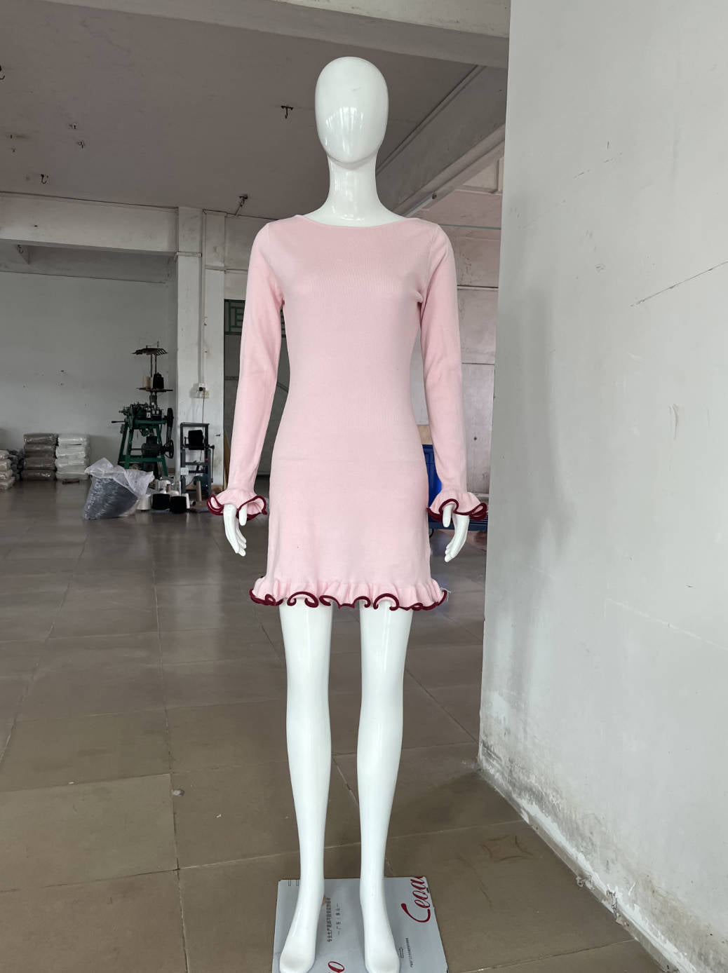 Sexy Tight Fitting Ruffle Knitting Long-Sleeved Autumn And Winter Dress 13