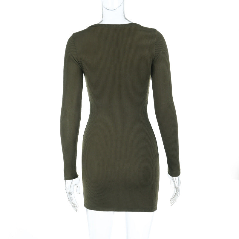 Women Casual Long-Sleeved Bodycon Dress 5