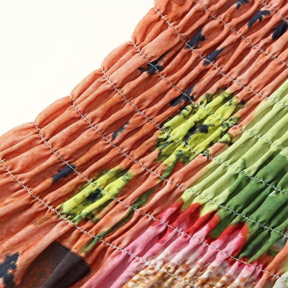 Summer Women's Print Chic Slim Waist Sleeveless Casual Dress 13