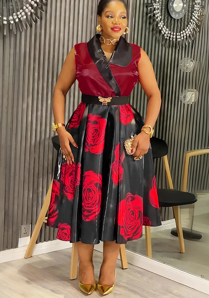 Plus Size Women's African Sleeveless Summer Sexy Print Dress