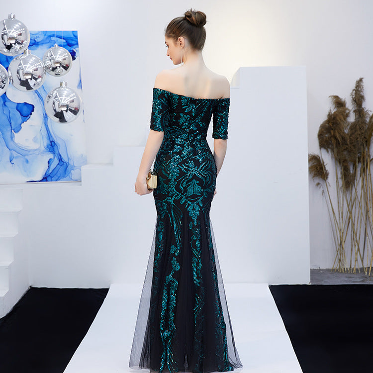 Elegant Spring Off-Shoulder Fishtail Long Party Dress for Women 8