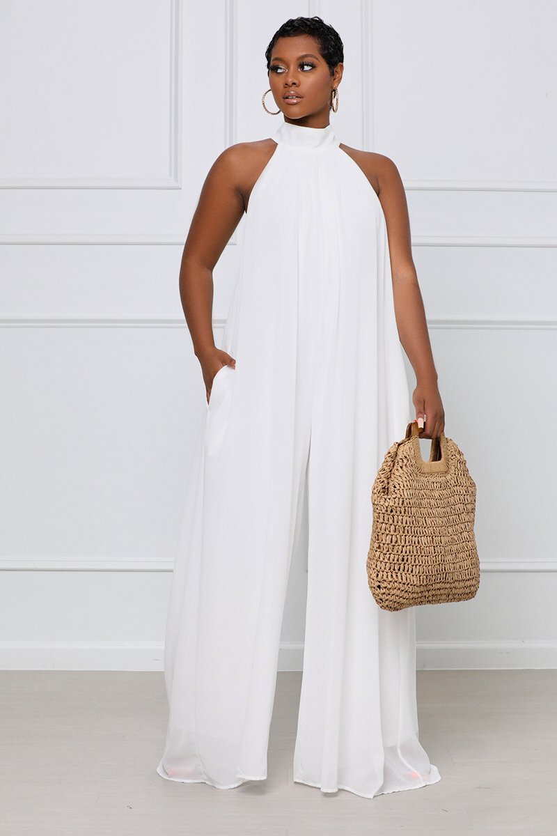 Solid Color Casual Chiffon Loose Women'S Jumpsuit 3