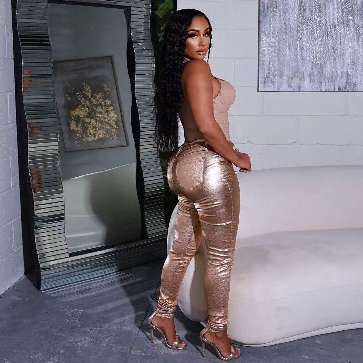 Spring Summer Women's Shiny Sexy Pants 7