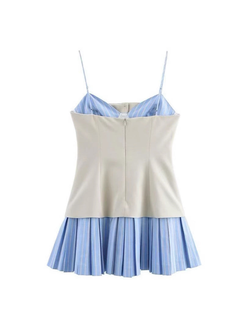 Women Spring Summer Sexy Patchwork Sleeveless Strap Dress 3