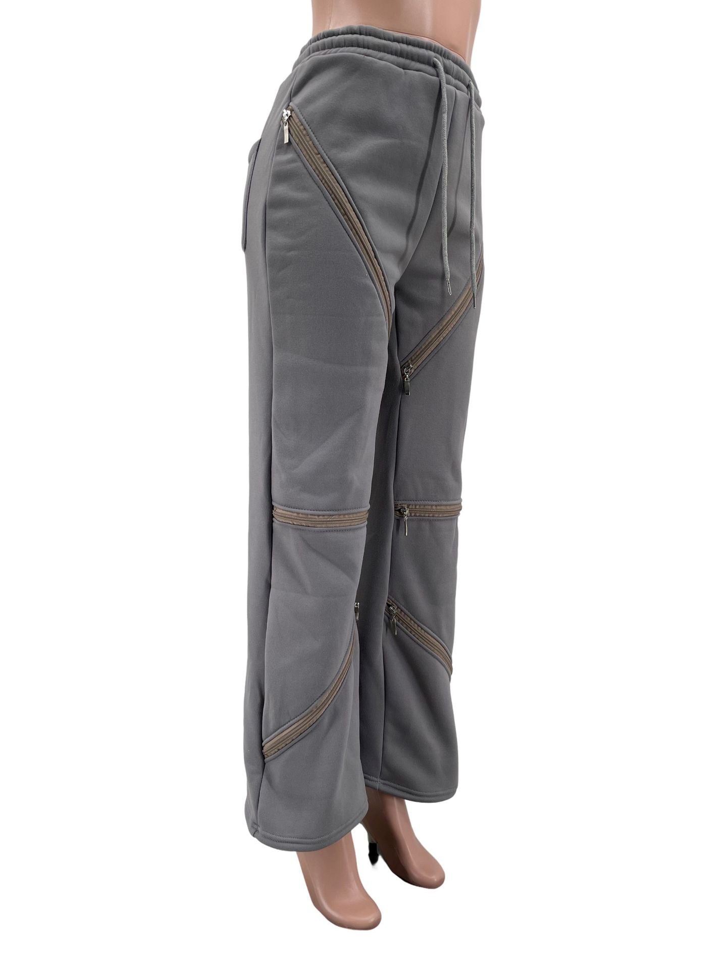 Women Casual Zipper Pocket Zipper Sports Pants 11