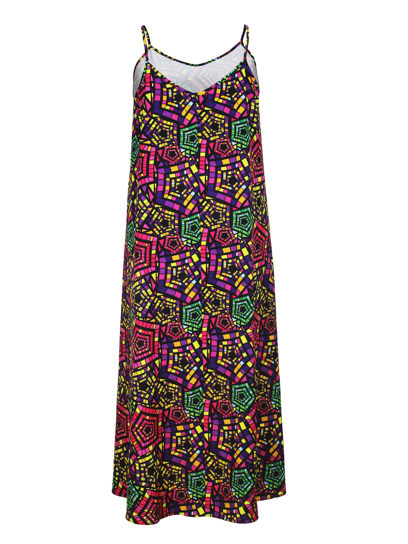 Plus Size Women Elegant Suspender Print Dress 8