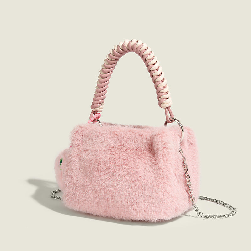 Women hand-held furry bag Furry shoulder bag 5