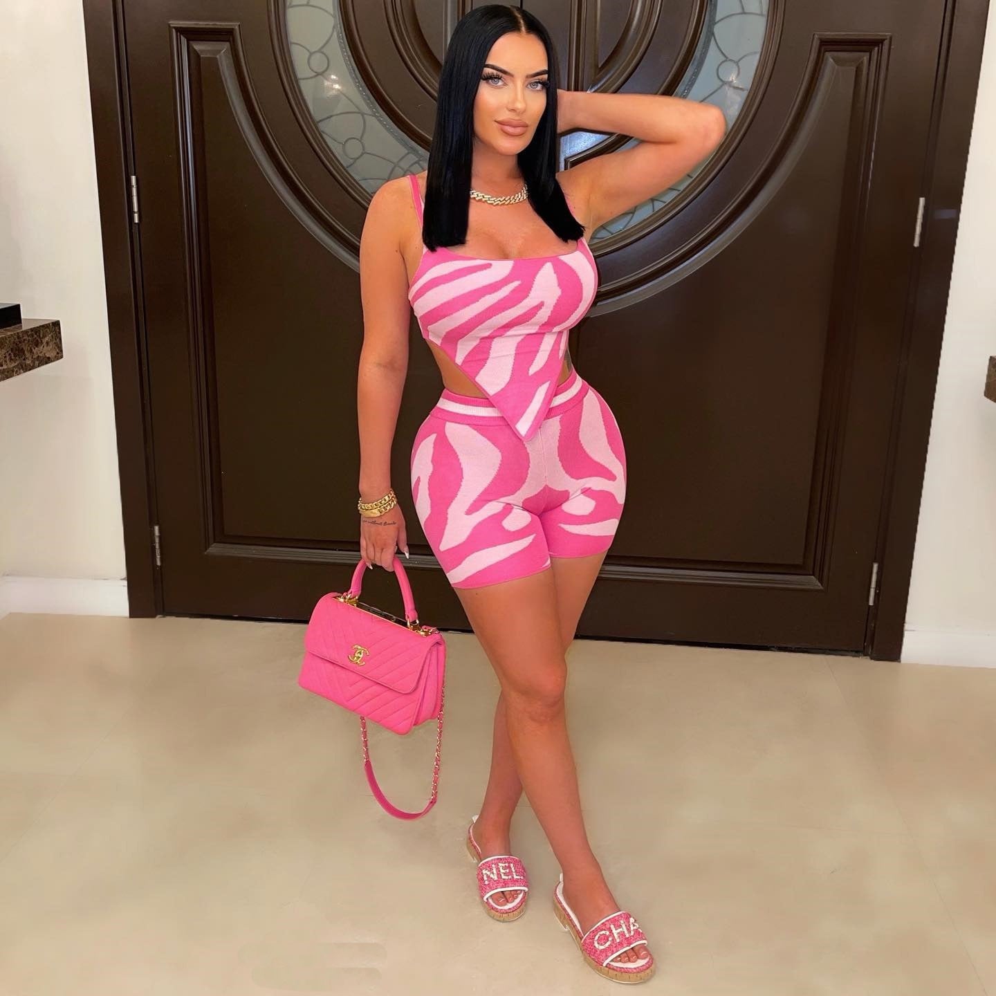 Sexy Women's Camisole Zebra Print Positioning Print 2-Piece Set 6