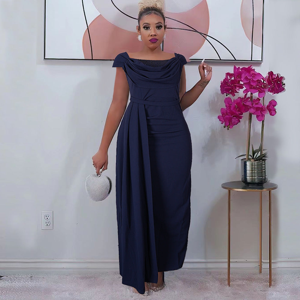 African Women's Plus Size Solid Color Long Dress 3