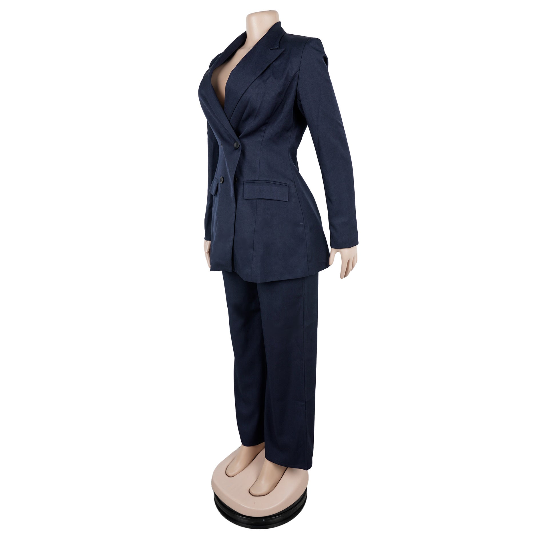 Women Elegant Turndown Collar Blazer and Pants Two-Piece Set 10