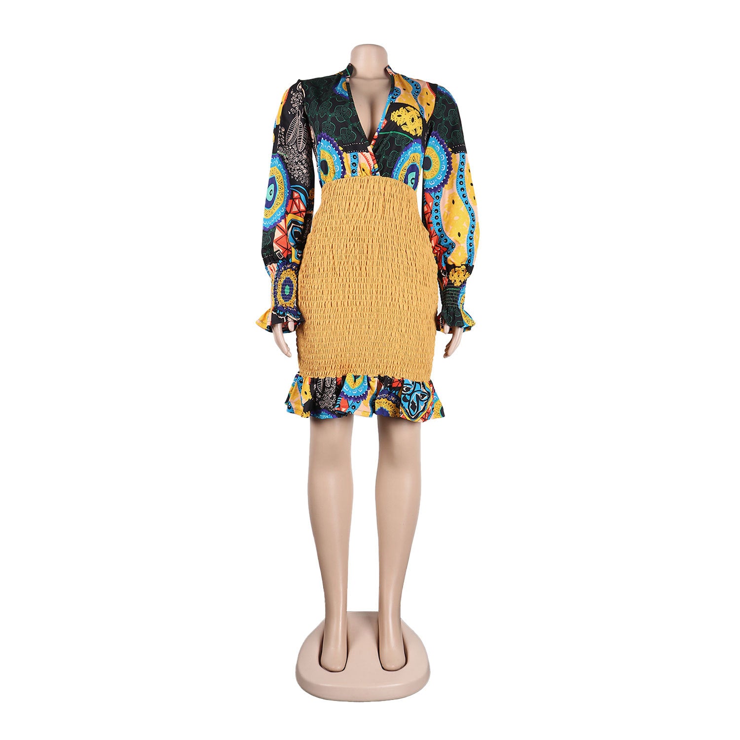 Sexy Print Upper Fishtail Slim Bodycon Dress 9