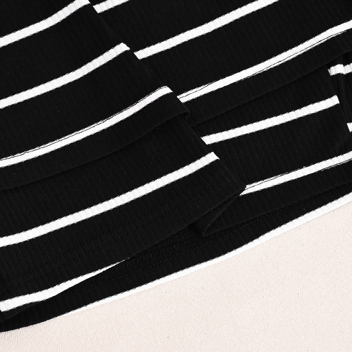 Women Fall/Winter Striped Off-Shoulder Crop Top and Skirt Two-Piece Set 10