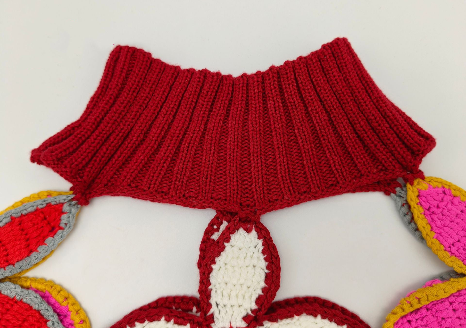 Women High Neck Hollow Flower Patchwork Long Sleeve Top 4