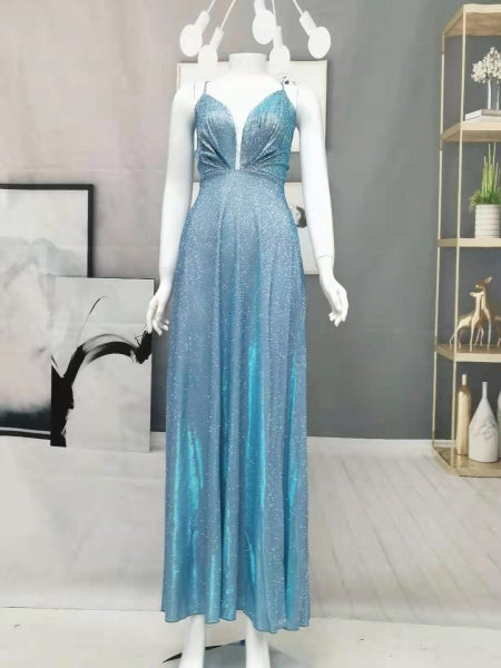 Plus Size Women Suspender V Neck Lace Up Sleeveless Backless Evening Dress 8