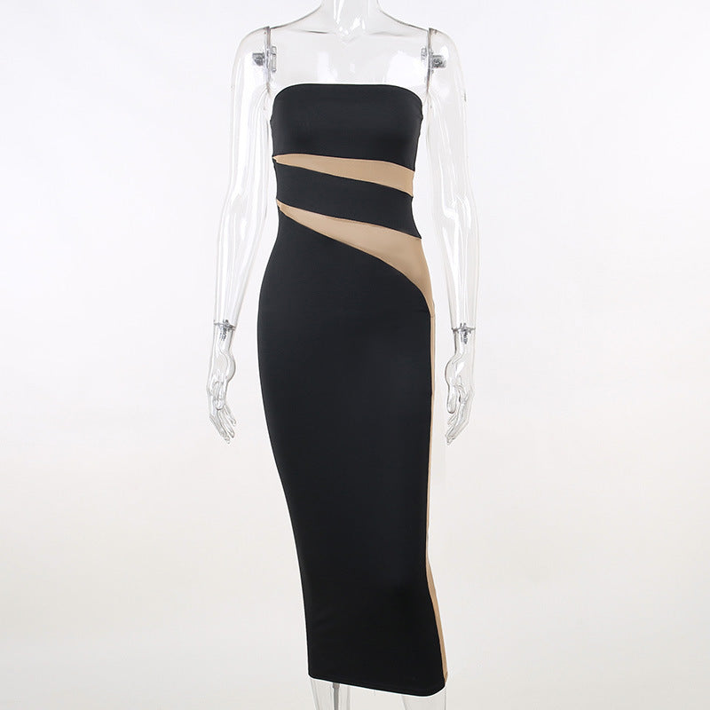 Sexy Strapless Hollow Bodycon Slim Long Party Dress 6