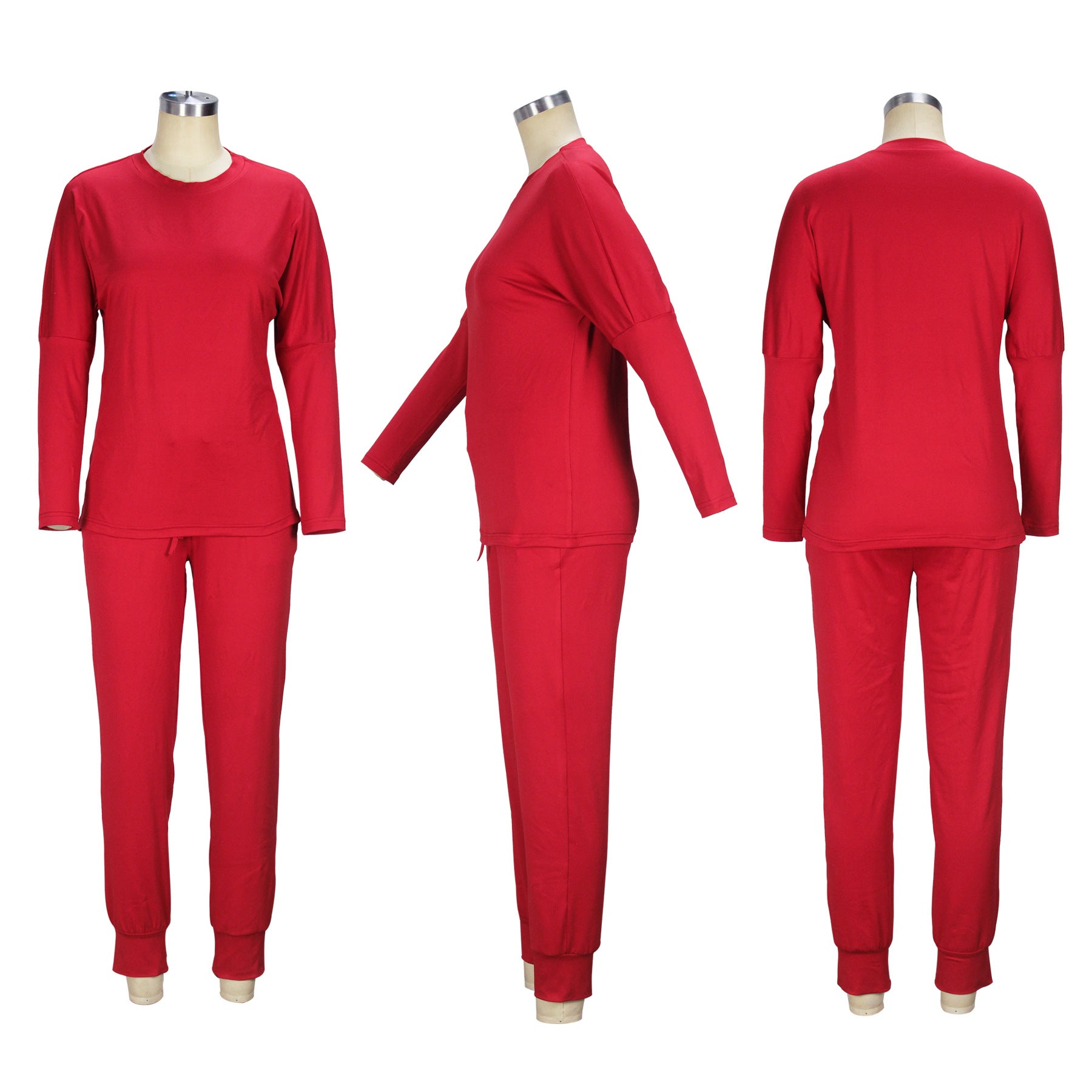 Autumn and Winter Women's Clothing Round Neck Loose Solid Color Long Casual Two-piece Pants Set 22