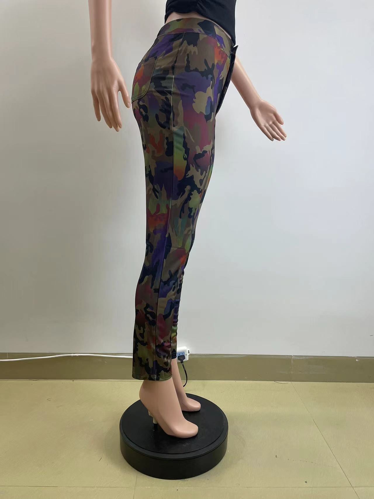 Spring Sexy Women's Clothing Tight Fitting Camo Trendy Pants 5