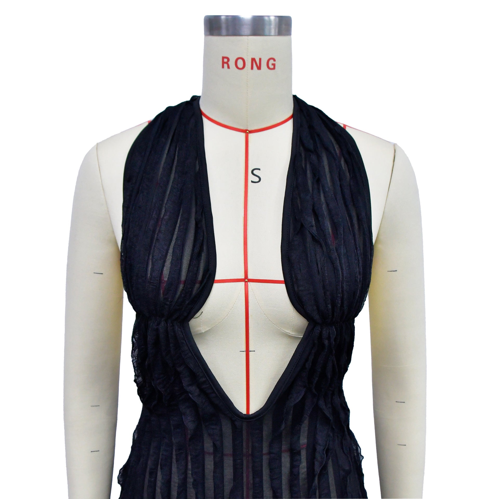 Women Solid Hollow Wave Pattern Dress 24