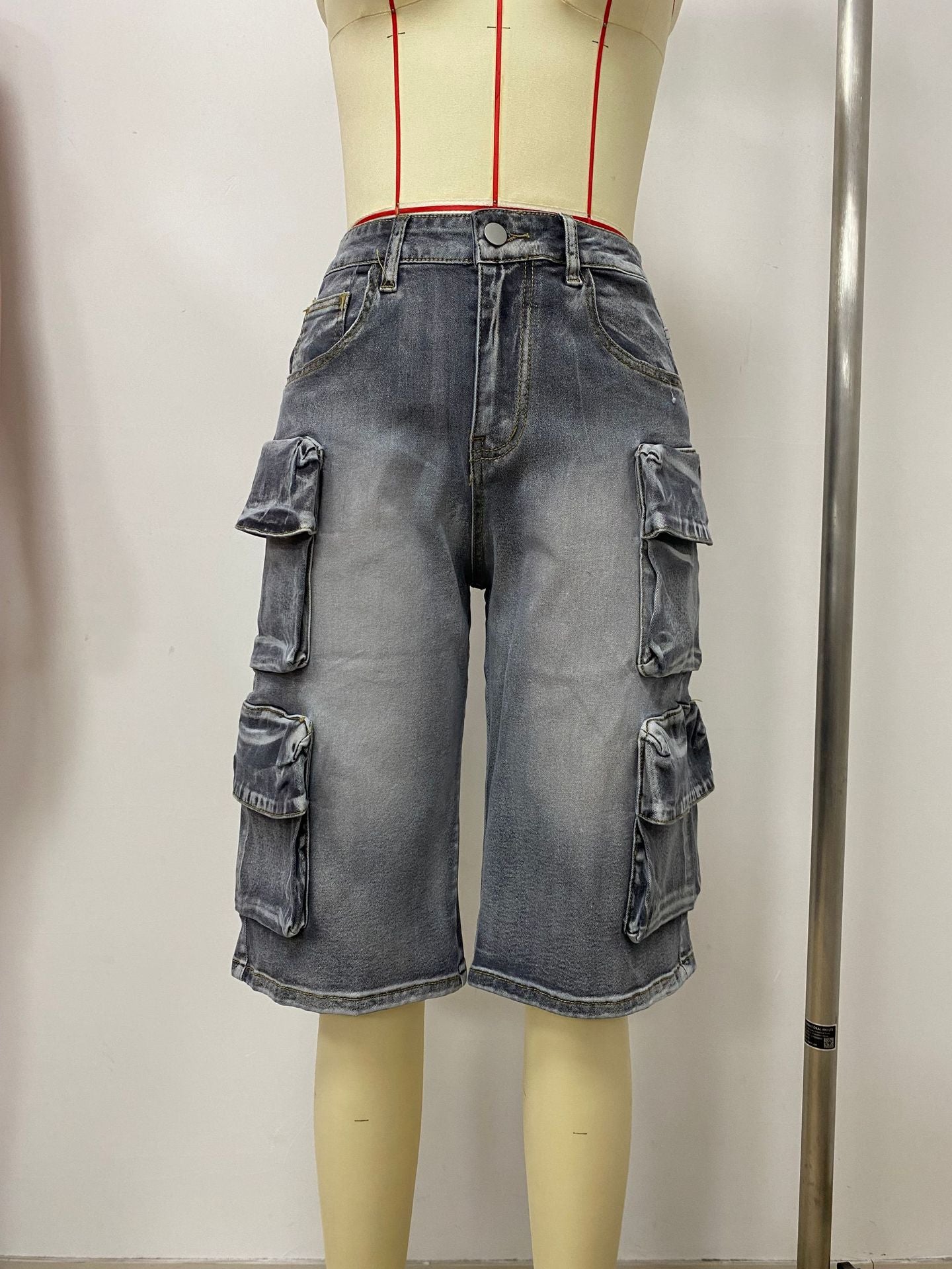 Women Summer Loose Casual Large Pocket Washed Shorts 8