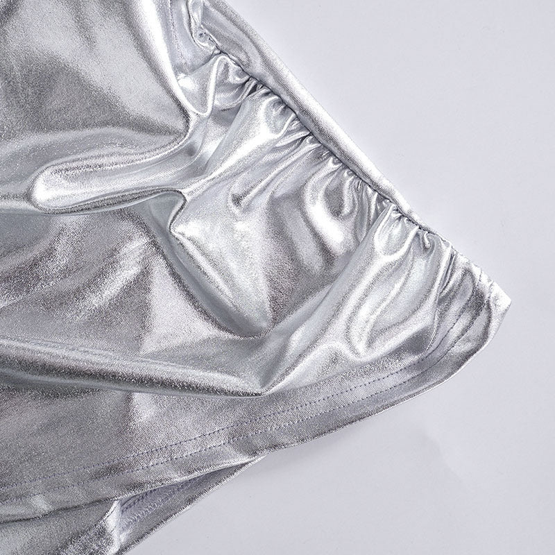 Women's Spring Summer PU Leather Bodycon Slit Casual Ultra Short Skirt 14