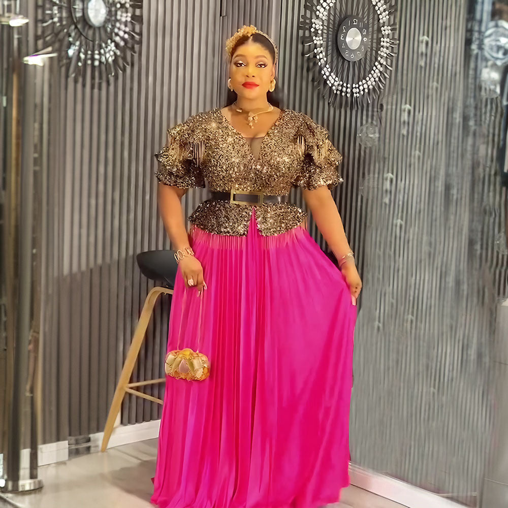 Plus-size African Women elegant sequin dress Dresses 3