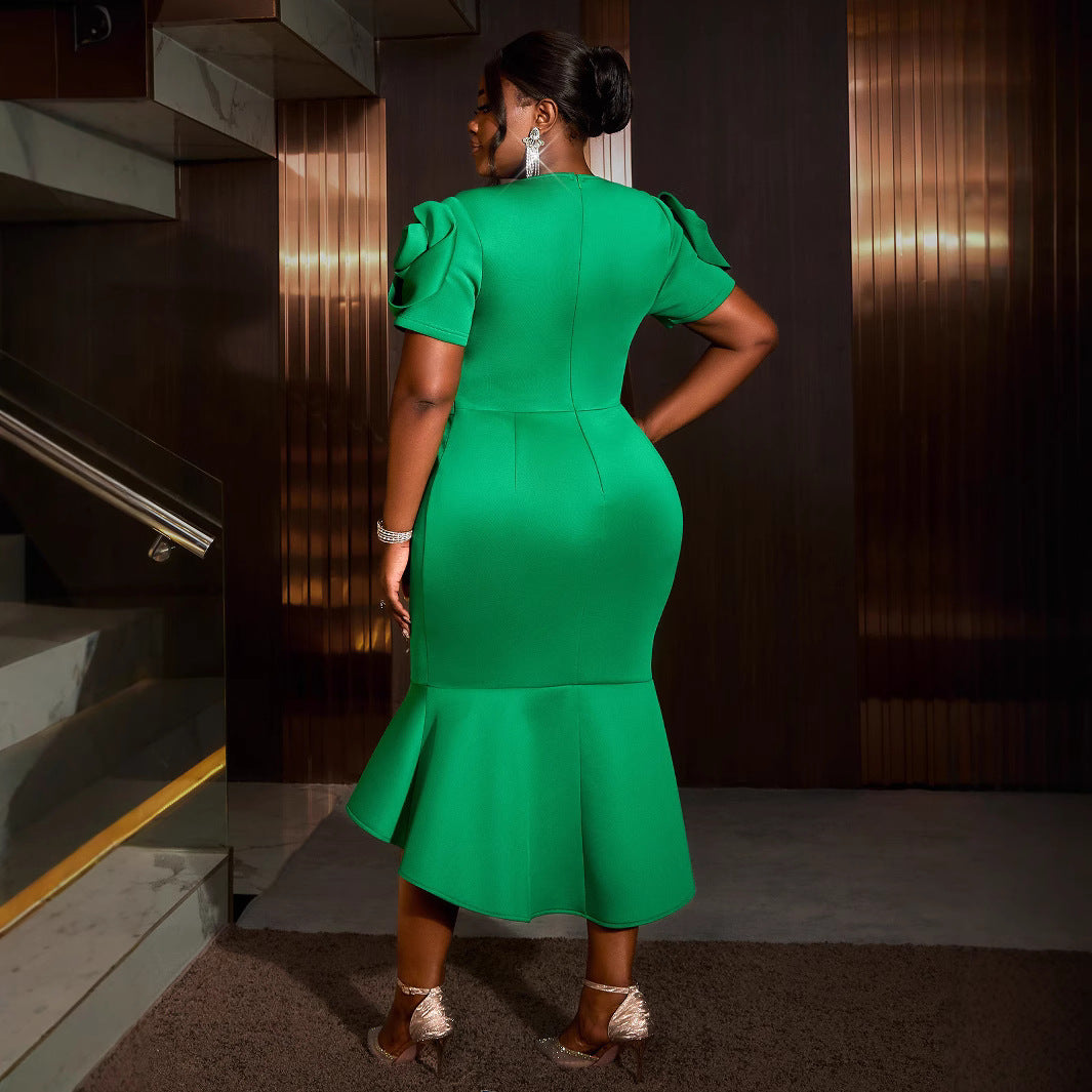 Women Solid Party Fishtail Dress