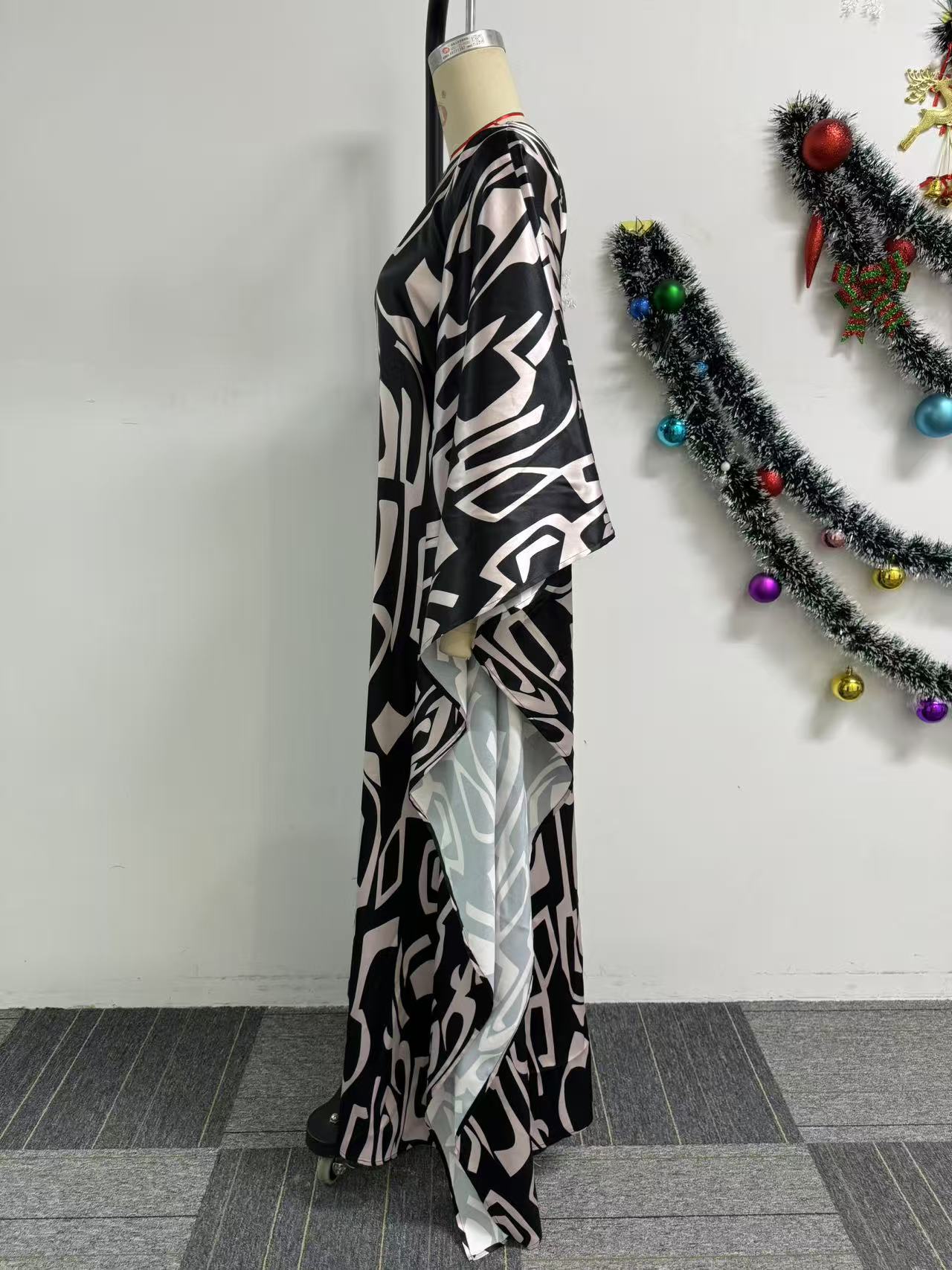 Women Print Lace-Up Slash Shoulder Dress 8