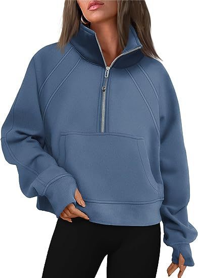 Autumn and Winter Women's Half-Zip Short Stand Collar Plush Solid Color Top 11