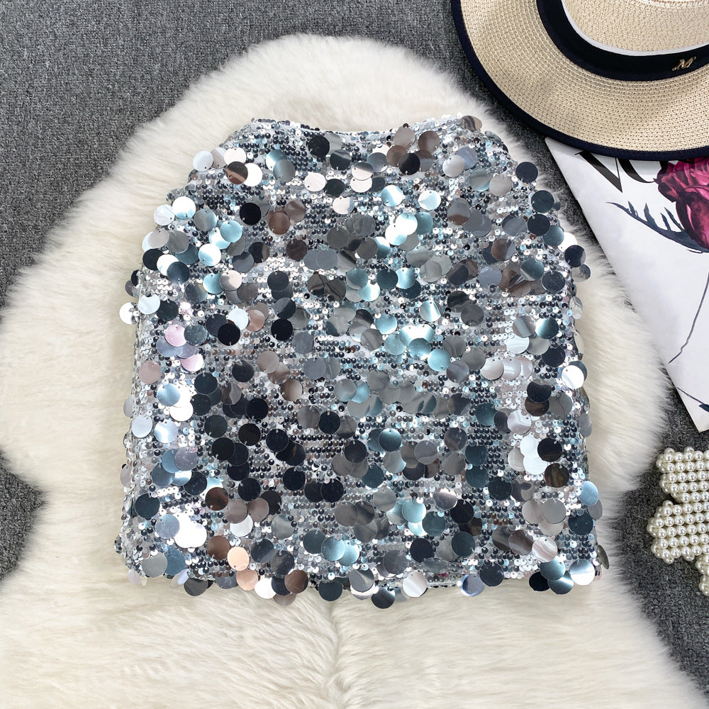 Women Summer Bodycon Sequined Skirt