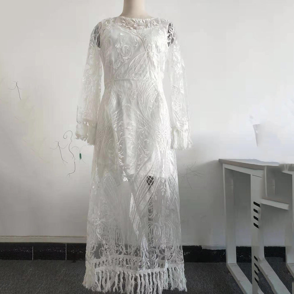 Women Tassel Lace Embroidered Dress 11