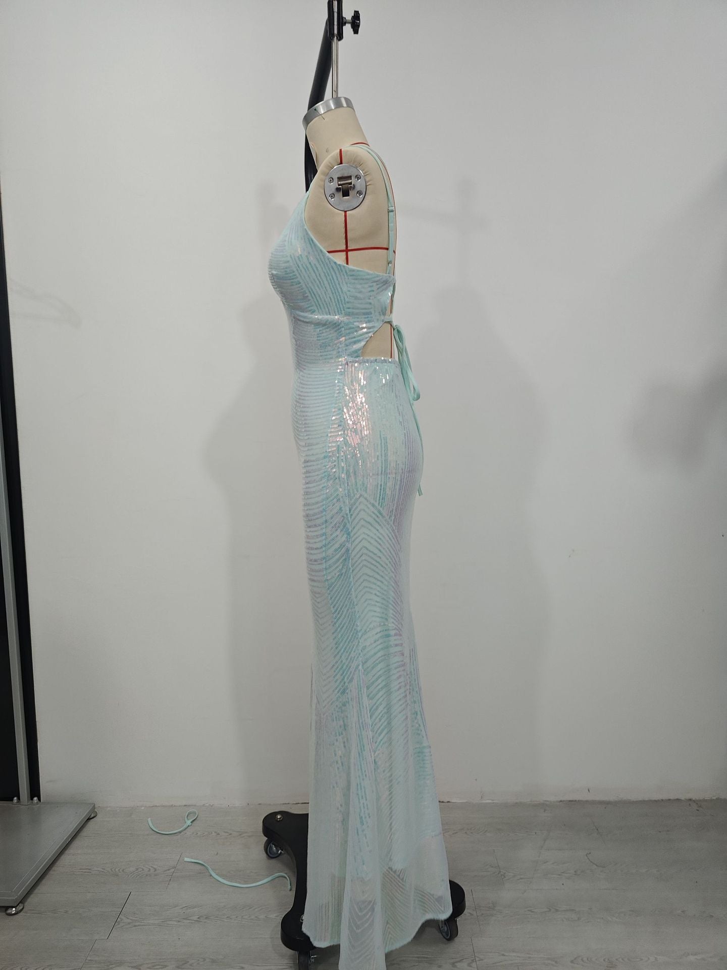 Sexy V-Neck Strap Sequin Evening Dresselegant Formal Party Gown 9