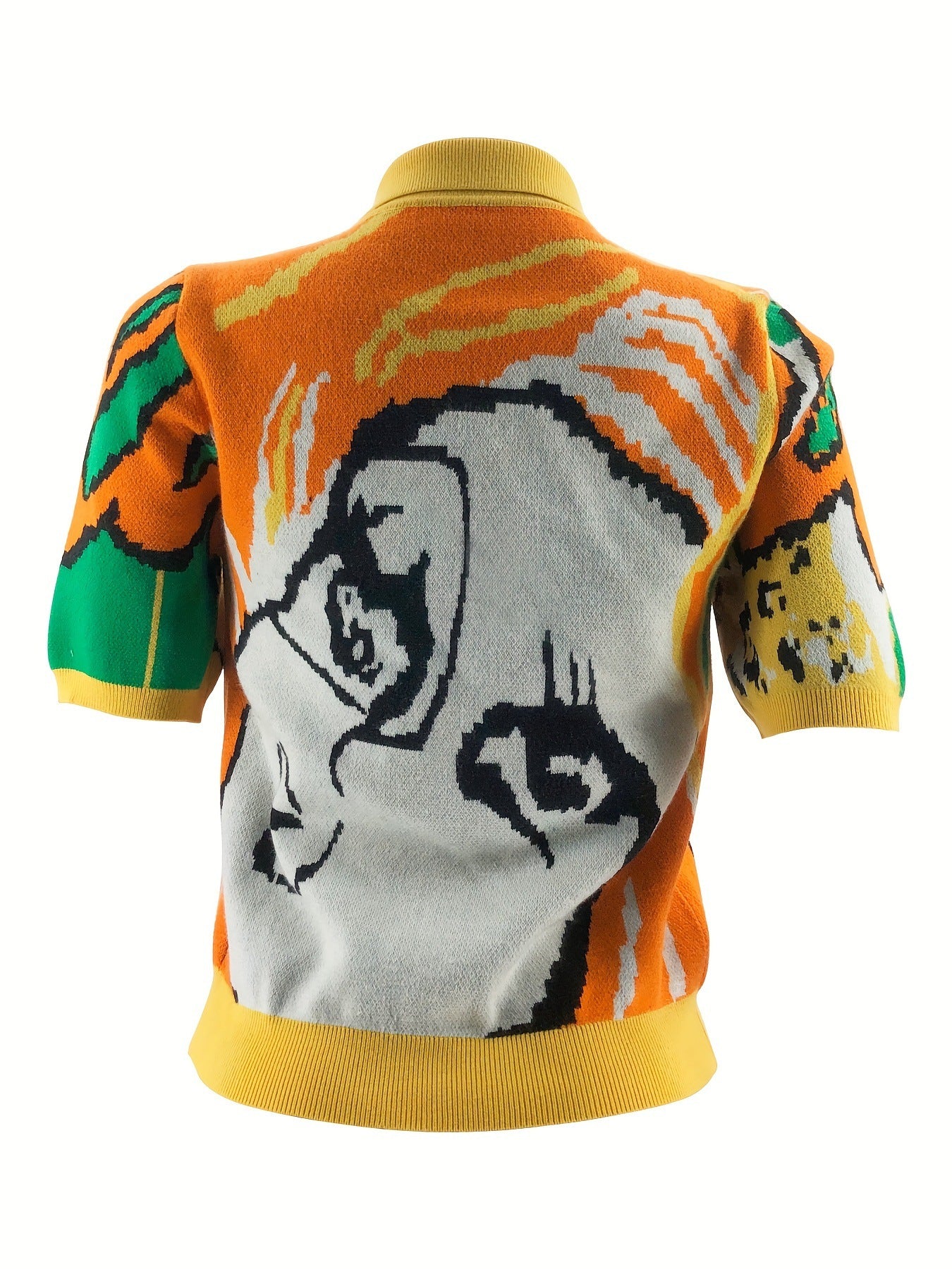 Autumn And Winter Printed Button Women's Turndown Collar Fashion Tight Fitting Sweater 3