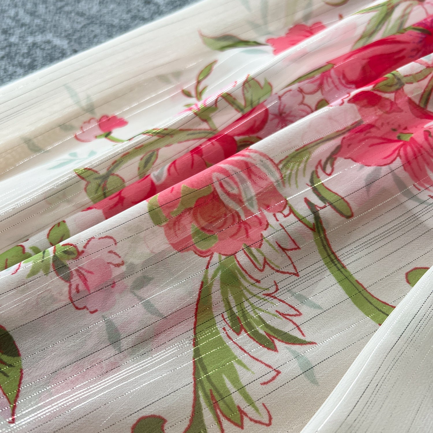 Printed Stand Collar Long-Sleeve Slim Waist Belt Chiffon Maxi Dress 8