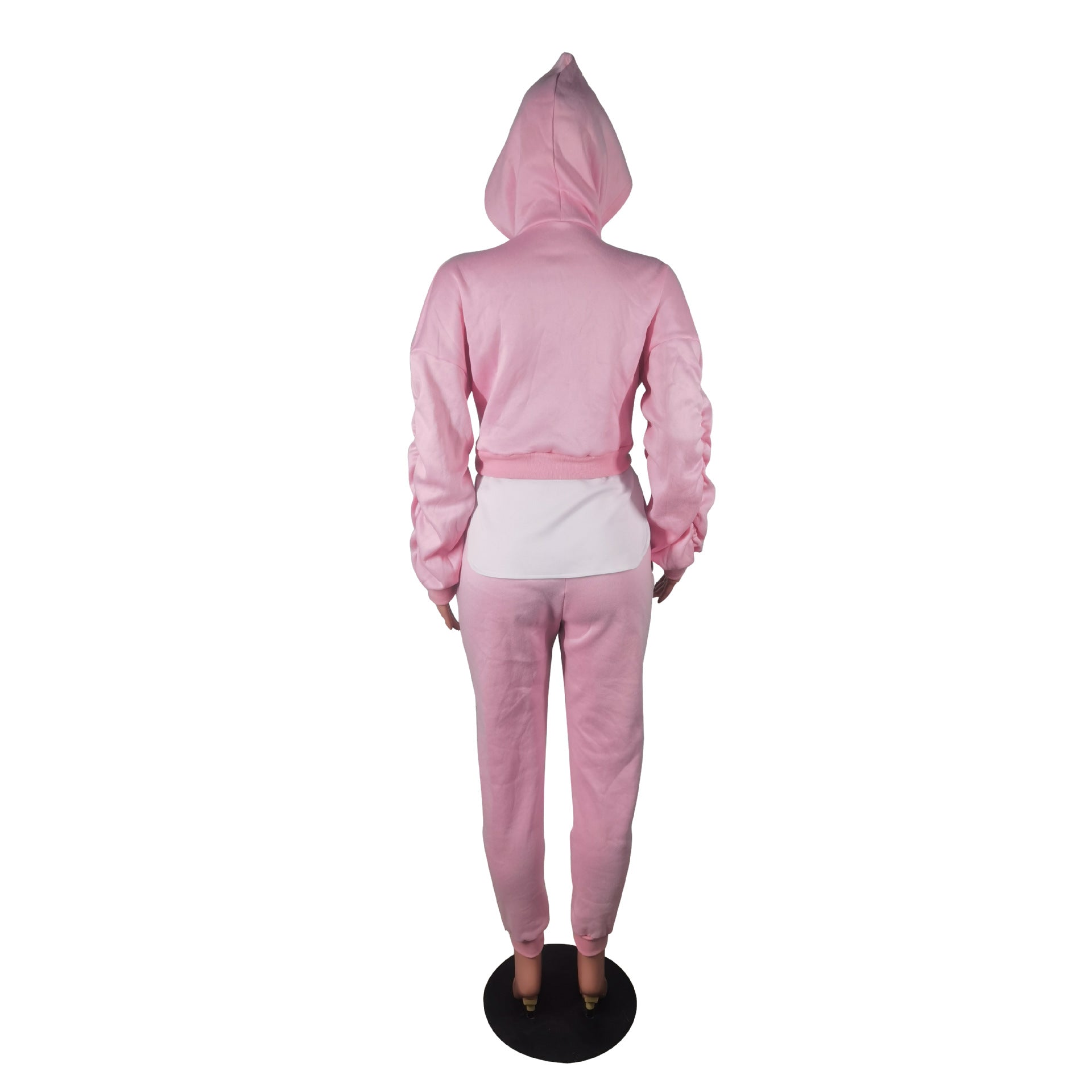 Women Casual Fall/Winter Patchwork Hoodies and Pant Two-piece Set 18