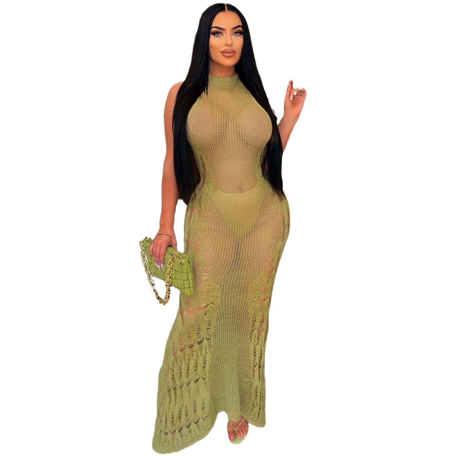 Women Dress Sun Protection Shirt Beach Long Dress Knitting Dress 32