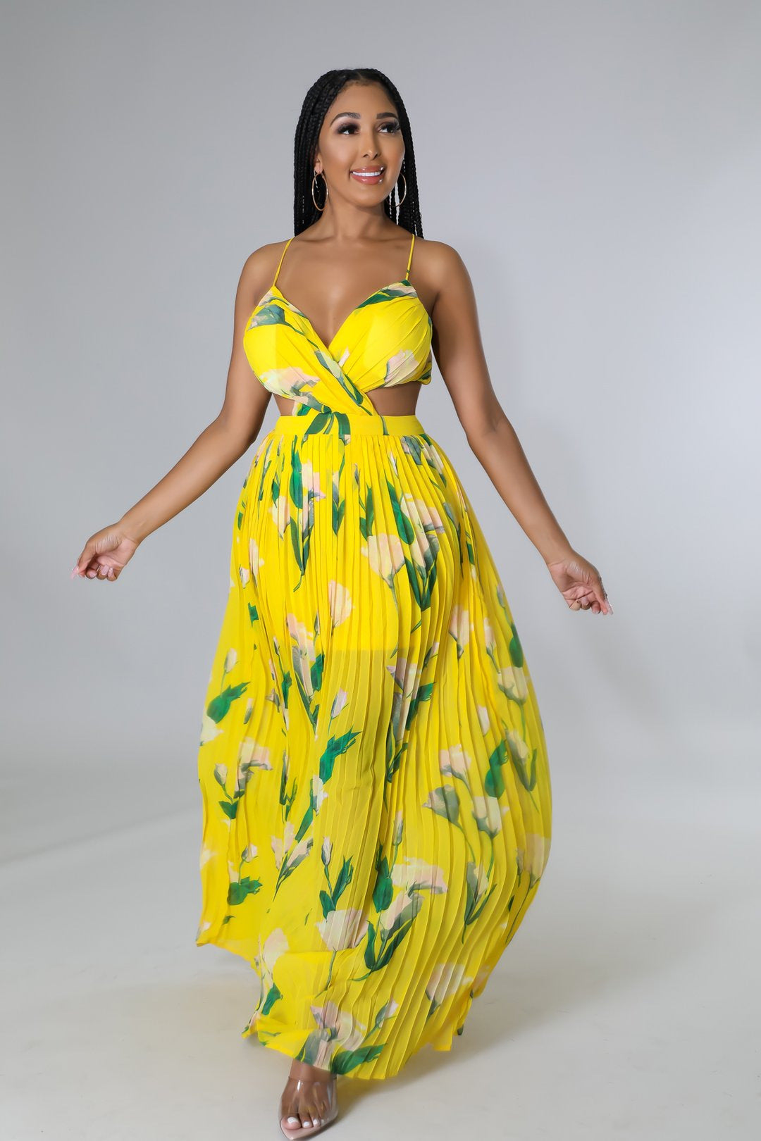 Multi-Color Print Chic Strap Maxi Dress