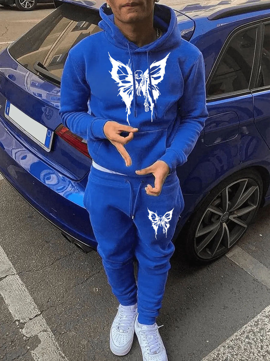 Men's Hoodies Set Style Trendy Print Two-Piece Hoodies Sweatpants Set