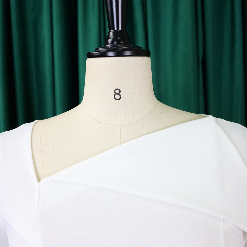 Women's Chic Tonle Fashion Slash Shoulder Dress 23