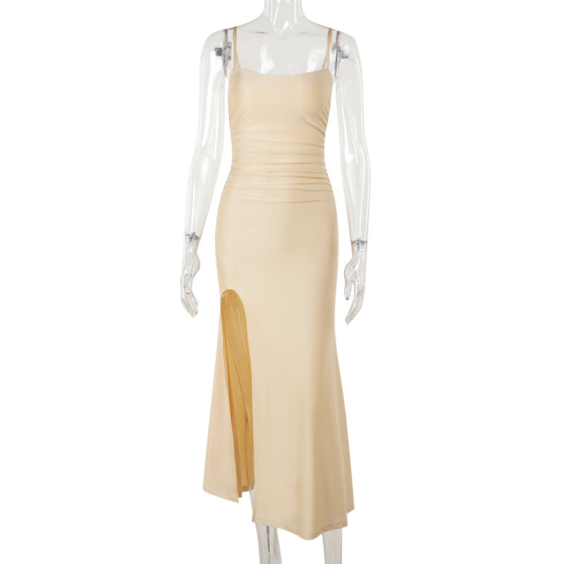 Strap Sexy Slit Fishtail Women Chic Slim Long Dress 4