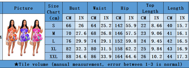 Women's Sexy Strapless Low Back Printed Two-Piece Skirt Set 9