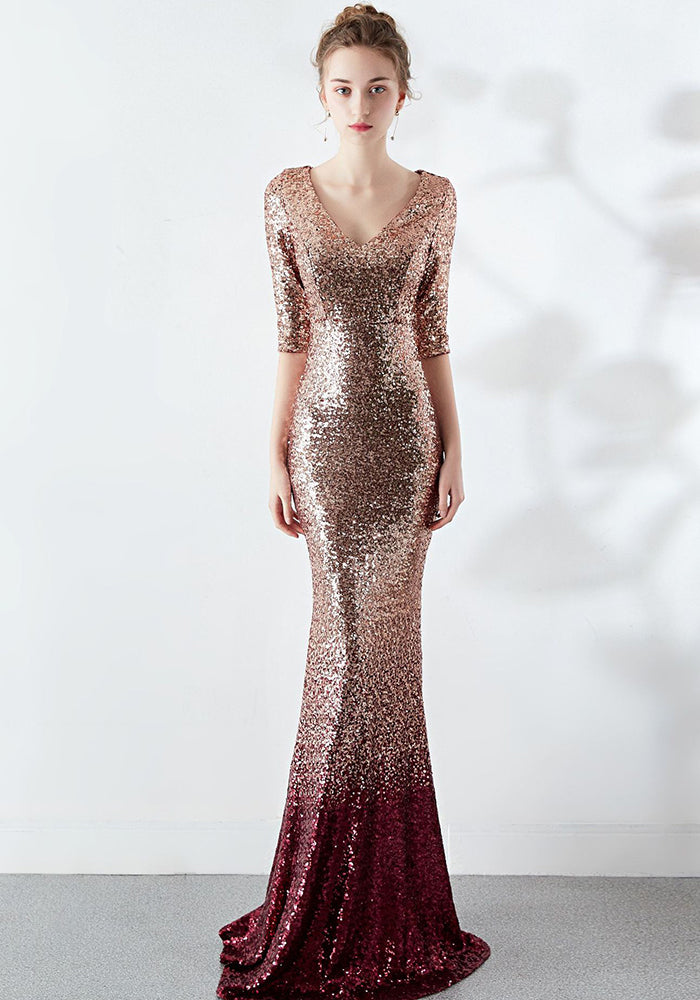 Women Sequin Formal Party Elegant Mermaid Skirt Maxi Evening Dress