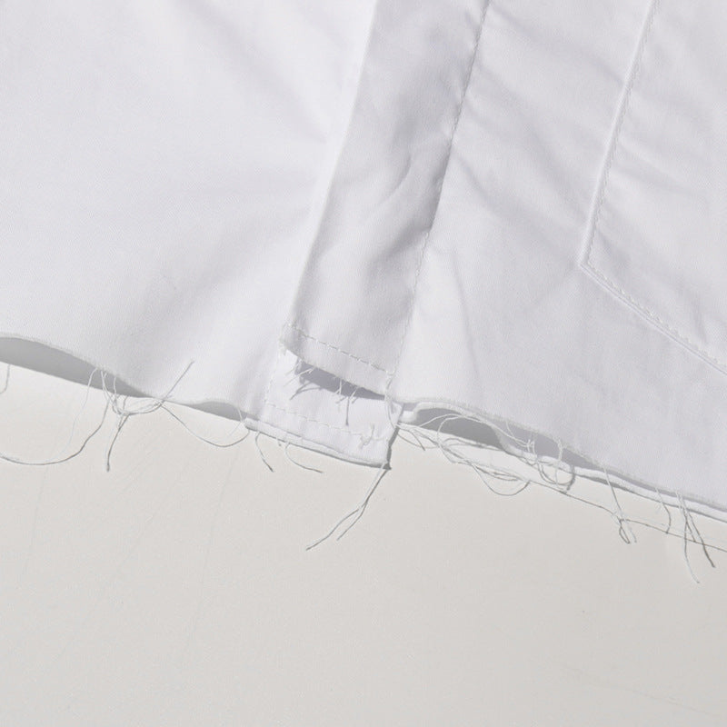 Fashionable Casual Top Spring Turndown Collar Long Sleeve Short Solid Shirt 13