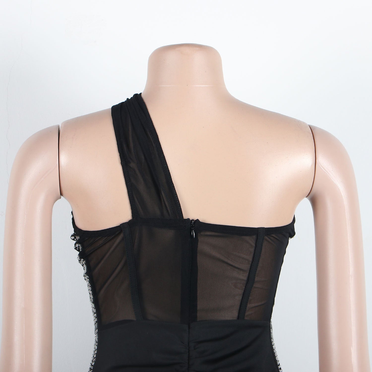 Sexy Slim Beaded Slash Shoulder Bodycon Dress 14