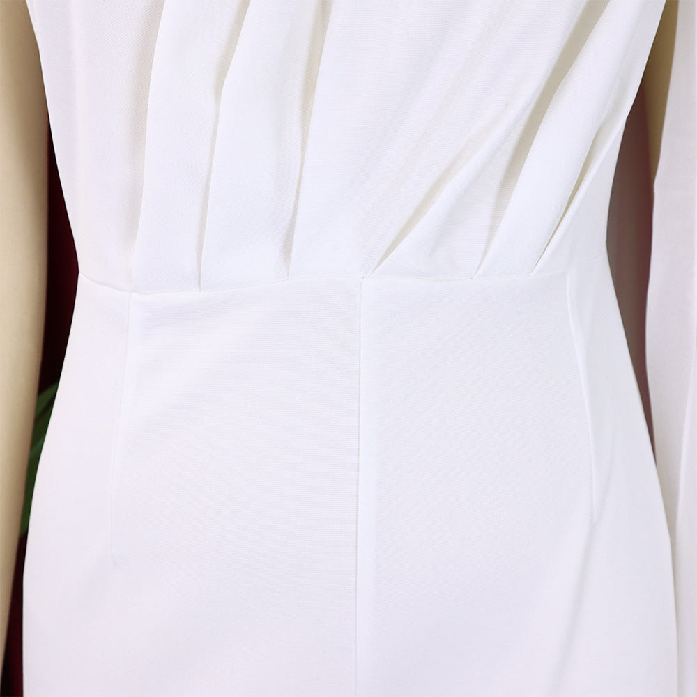 African Women's Solid Color Sexy One Shoulder Formal Party Fashion Jumpsuit 29