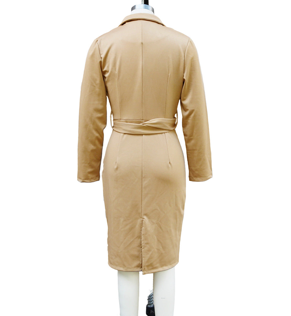 Women's Solid Color Sexy V-Neck Long Sleeve Bodycon Dress 13